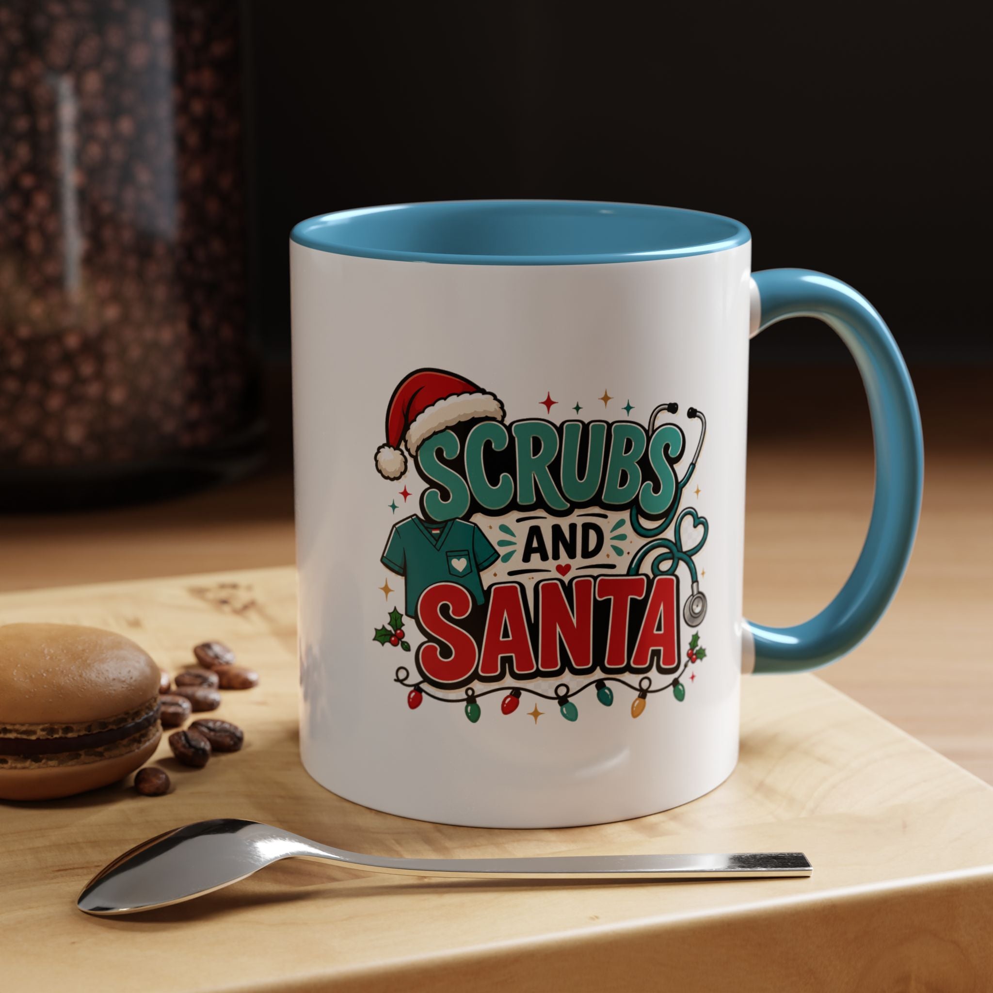 Modern Day Christmas Scrubs and Santa Coffee Mug — Funny Christmas Nurse Gift