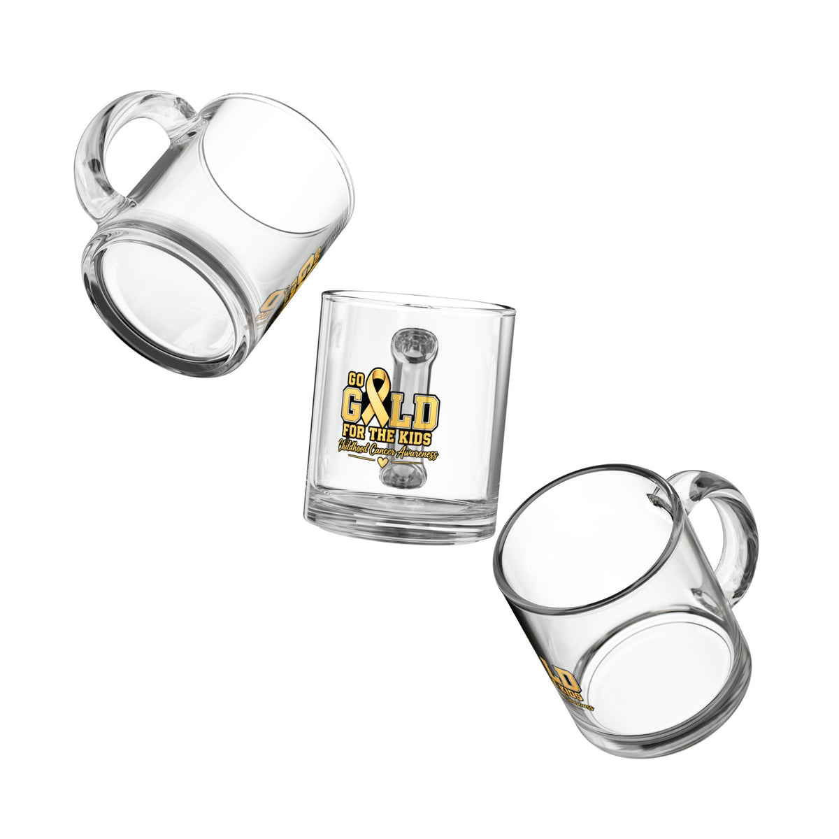 Go Gold For The Kids 10oz Glass Mug — Childhood Cancer Awareness Ribbon