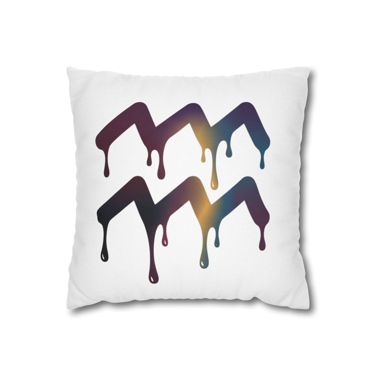 Dripping Aquarius Symbol Pillowcase — Zodiac Decorative Throw Pillow Cover
