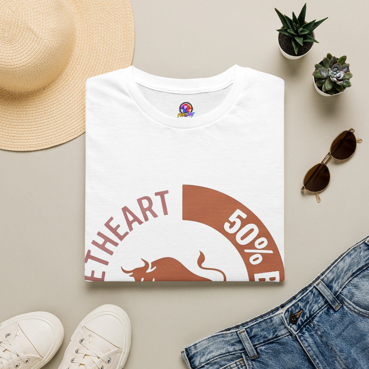 Taurus Bull 50% Sweetheart Graphic T-Shirt — Zodiac Taurus Valentine Tee