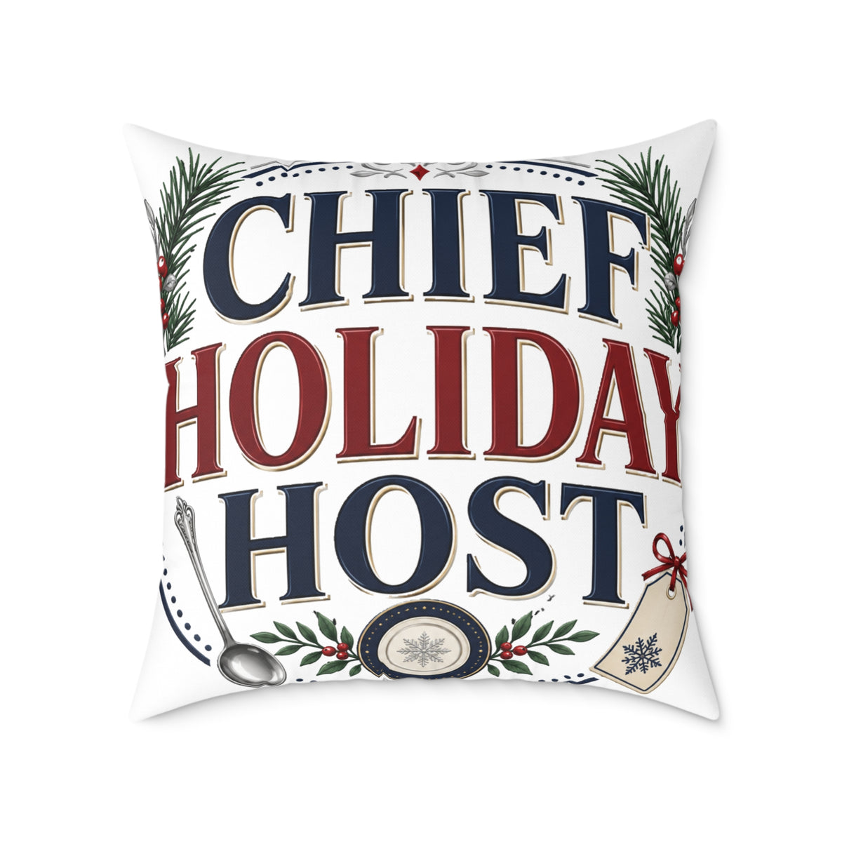 Christmas Chief Holiday Host Throw Pillow — Festive Christmas Decorative Cushion