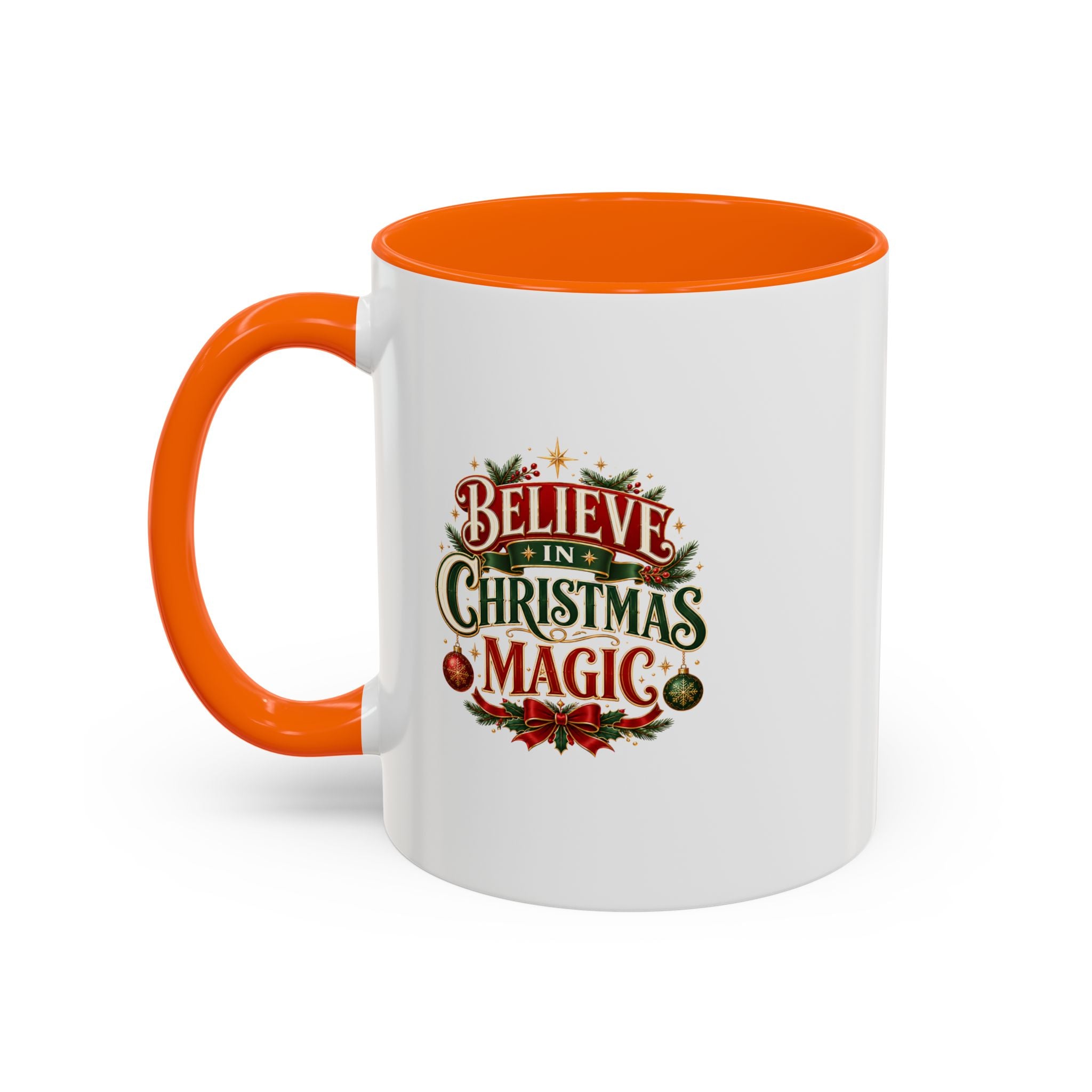 Believe in Christmas Magic Accent Coffee Mug — Festive Holiday ,Ceramic