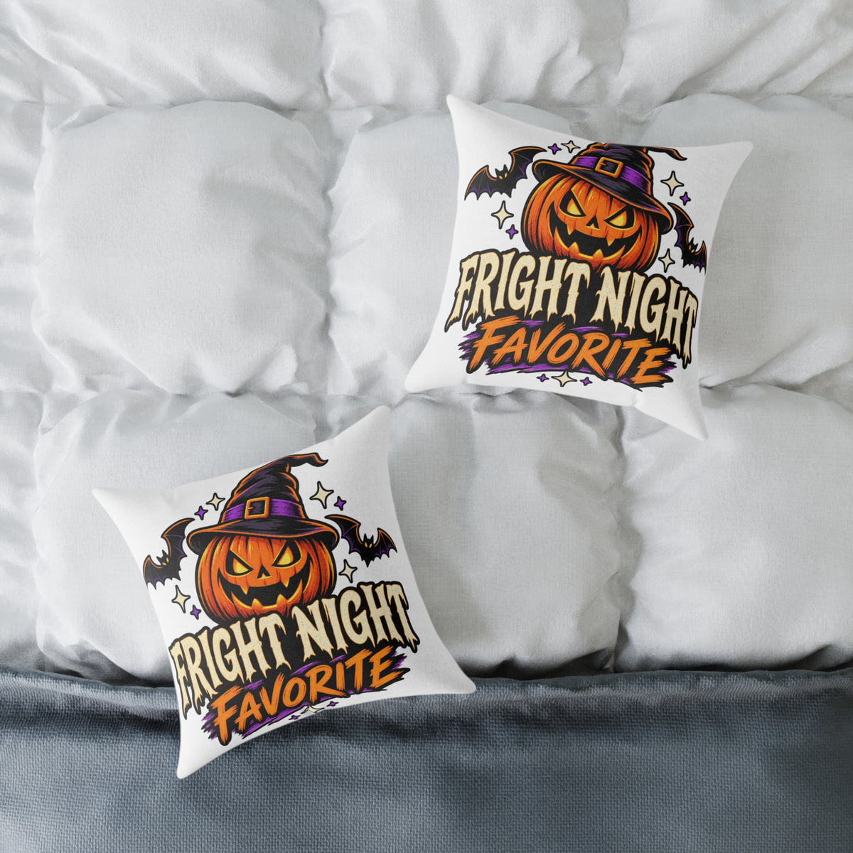 Halloween Pumpkin 'Fright Night Favorite' Square Pillow