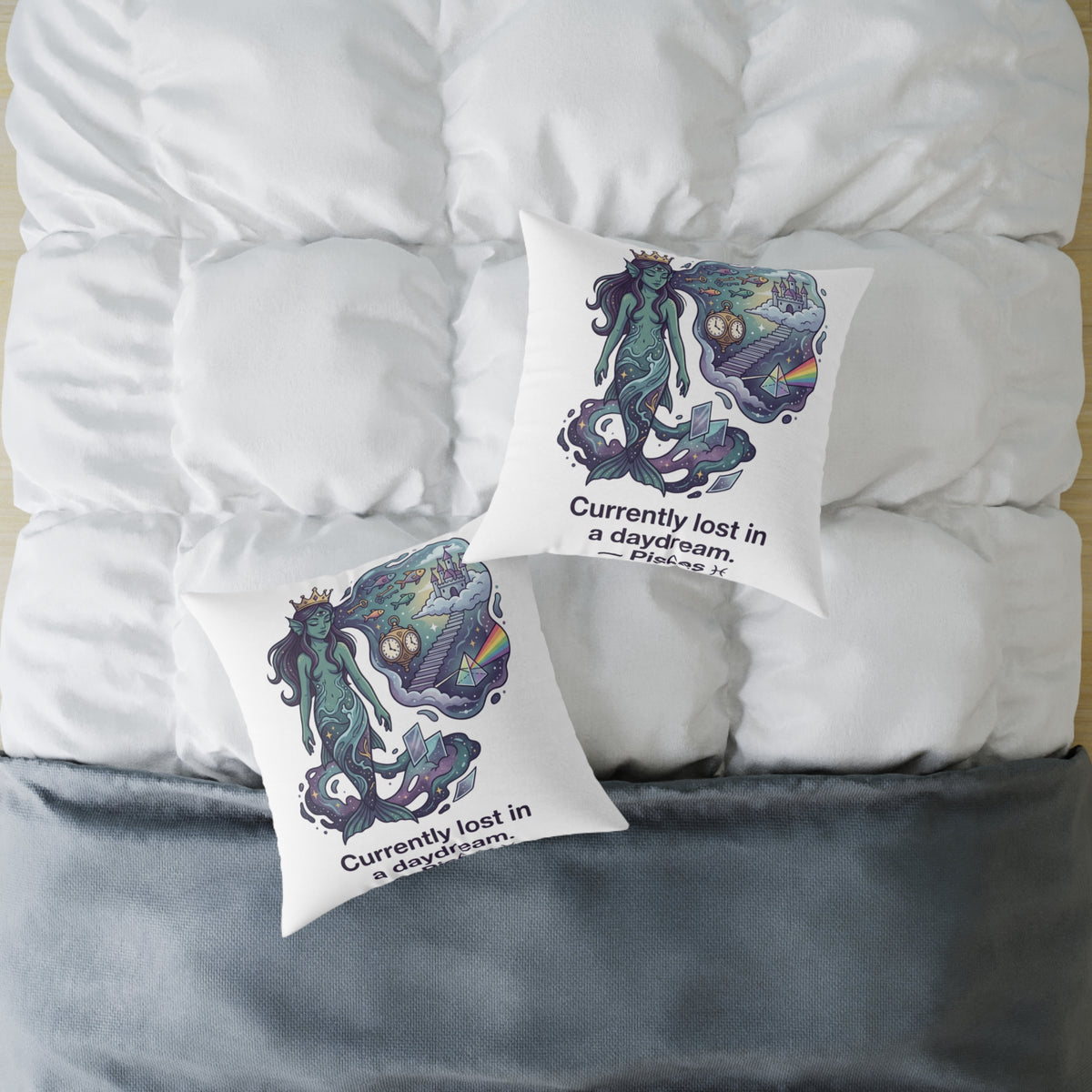 Pisces Zodiac Currently Lost In A Daydream Square Poly Canvas Pillow
