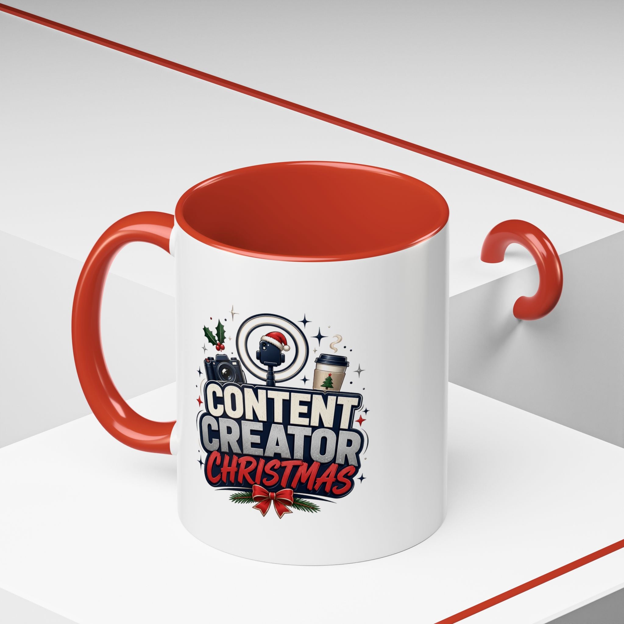 Modern Day Christmas Content Creator Christmas Accent Coffee Mug — Holiday Social Media Gifts (11/15oz)
