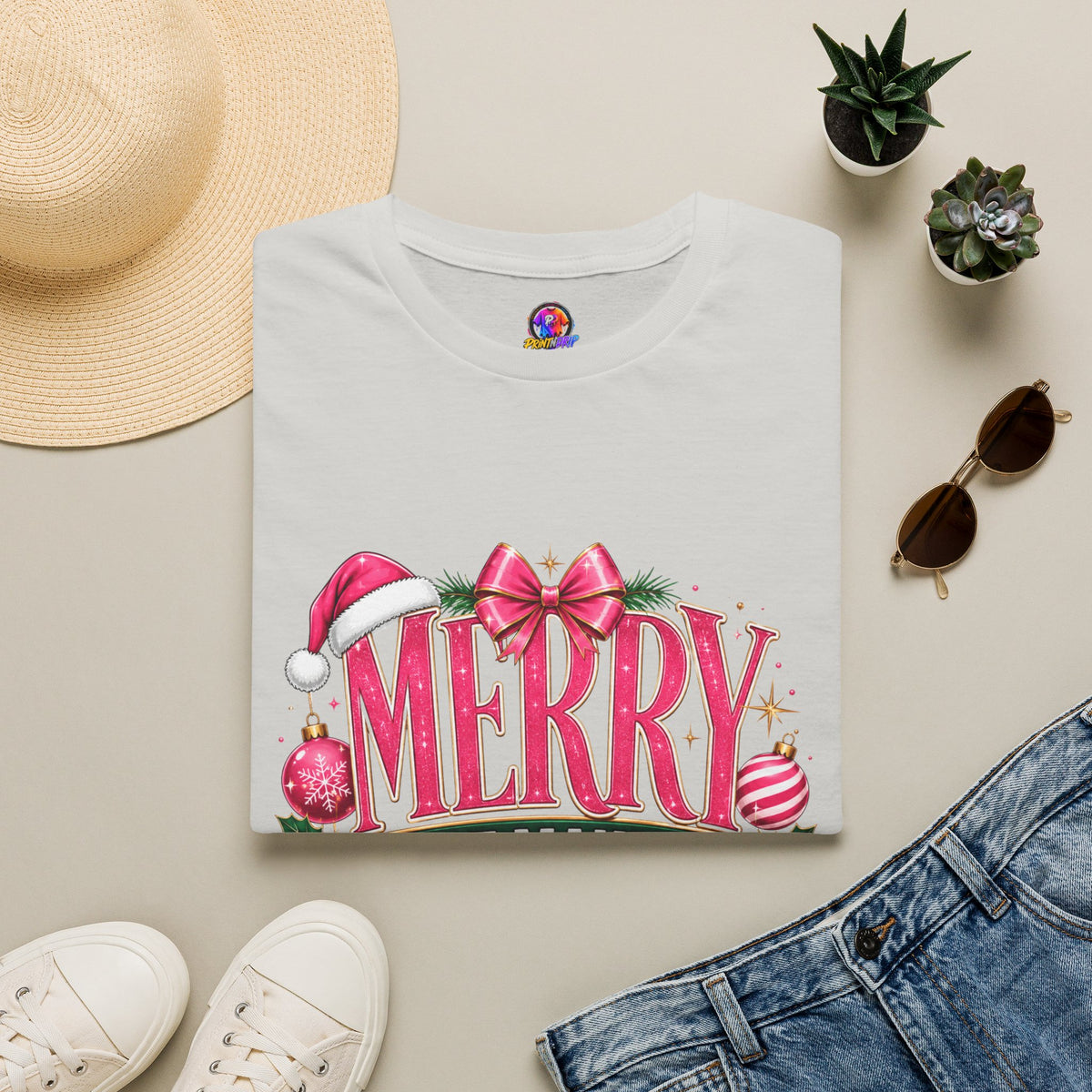 Christmas T-Shirt — "Merry But Make It Pink" Holiday Tee