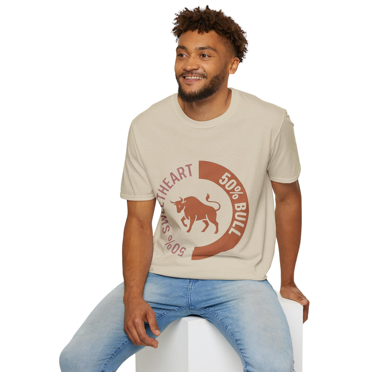 Bull Percentage Graphic T-Shirt — "50% Bull, 50% Sweetheart" Casual Tee