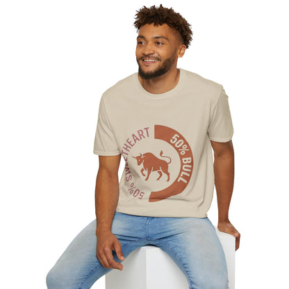 Bull Percentage Graphic T-Shirt — "50% Bull, 50% Sweetheart" Casual Tee