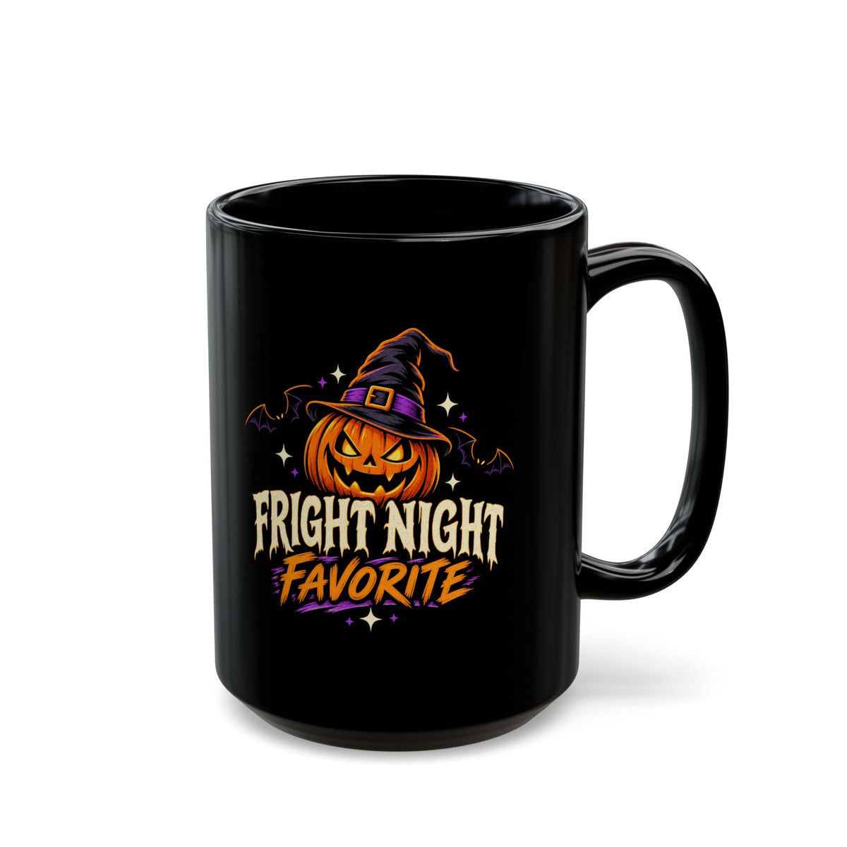 Halloween Pumpkin Mug — "Fright Night Favorite" Black Coffee Cup (11oz, 15oz)