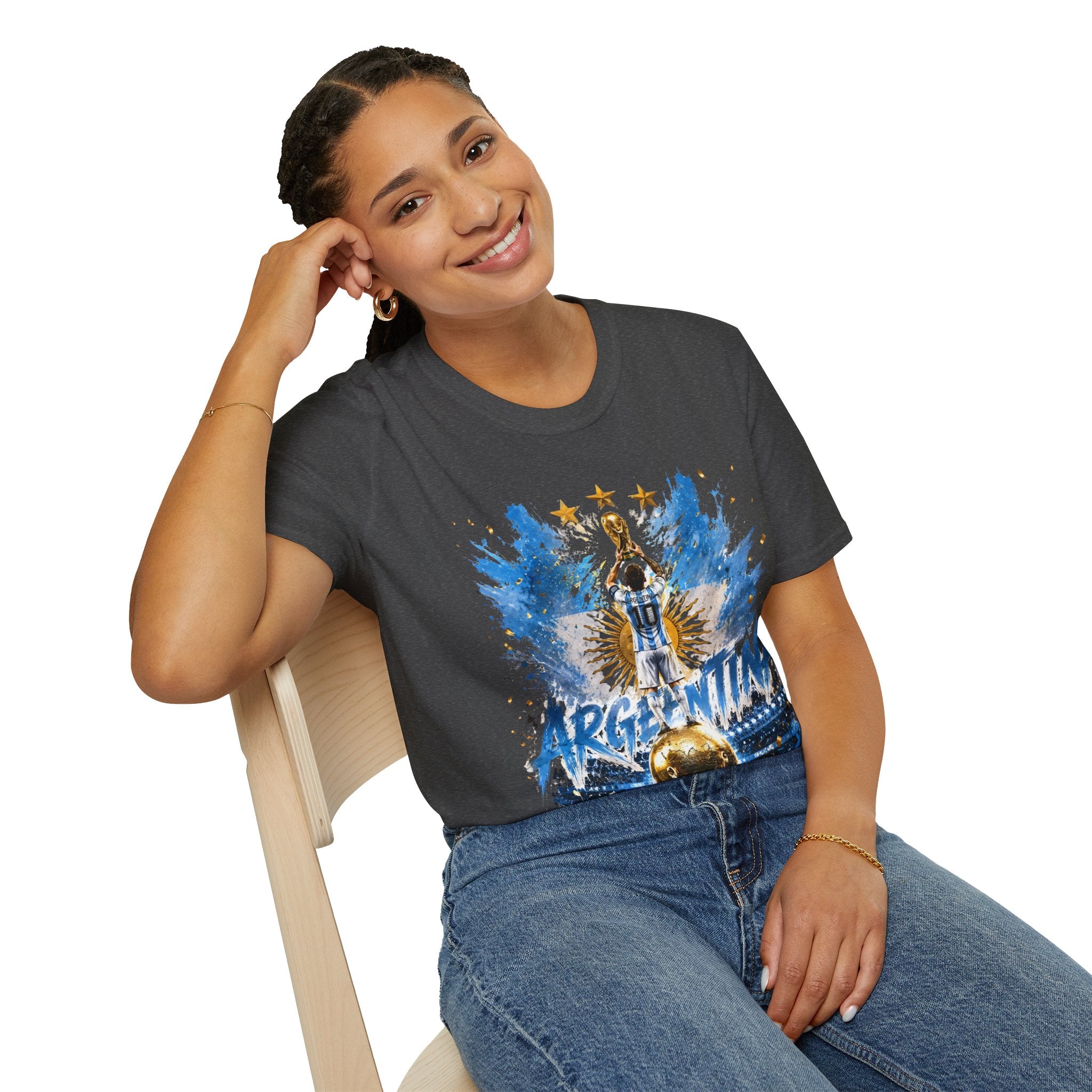 Argentina World Champions T‑Shirt — Soccer World Cup 3 Stars Tribute