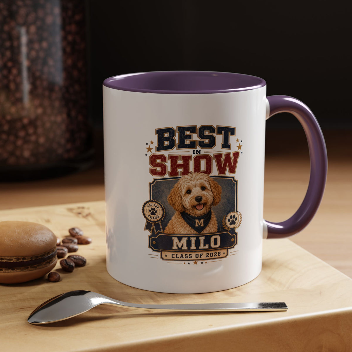 Milo Bailey Dog Dad Mom Best in Show Personalized Dog Photo Coffee Mug — Custom Name & Year