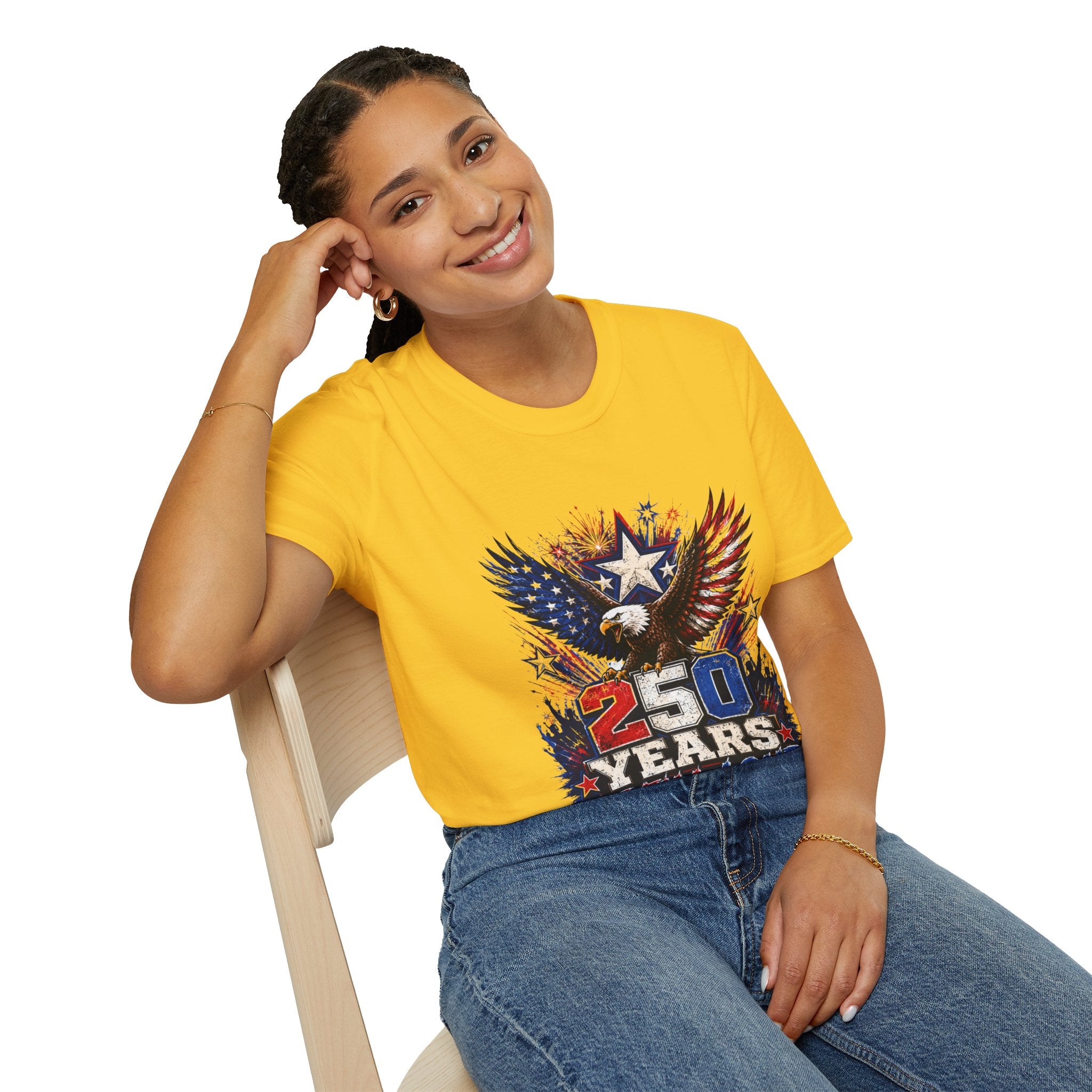 T-Shirt — Patriotic Eagle "250 Years Still Loud" American Flag Tee