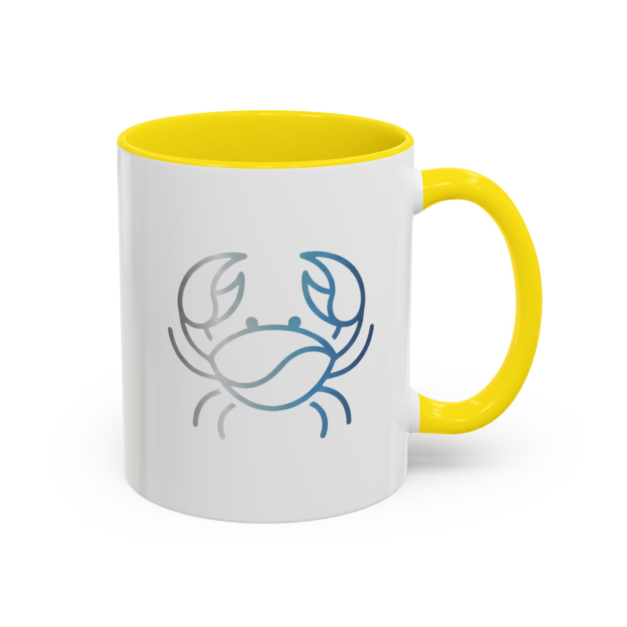 Crab Accent Coffee Mug — Minimal Coastal Zodiac Crab Design