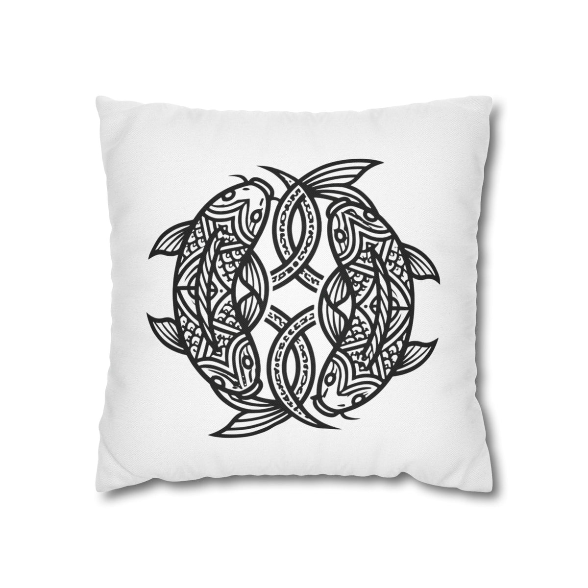 Pisces Celtic Koi Fish Decorative Pillowcase — Tribal Circle Fish Throw Pillow