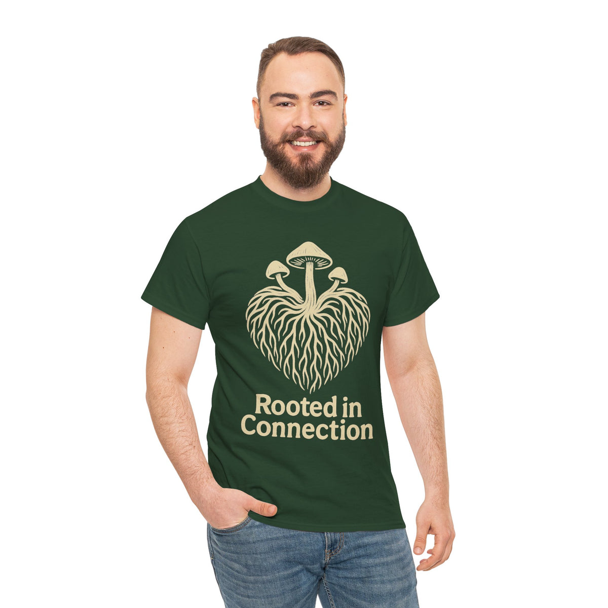 Rooted in Connection Mushroom Graphic Tee - Aesthetic Nature T-Shirt - Trending Now - September 2026