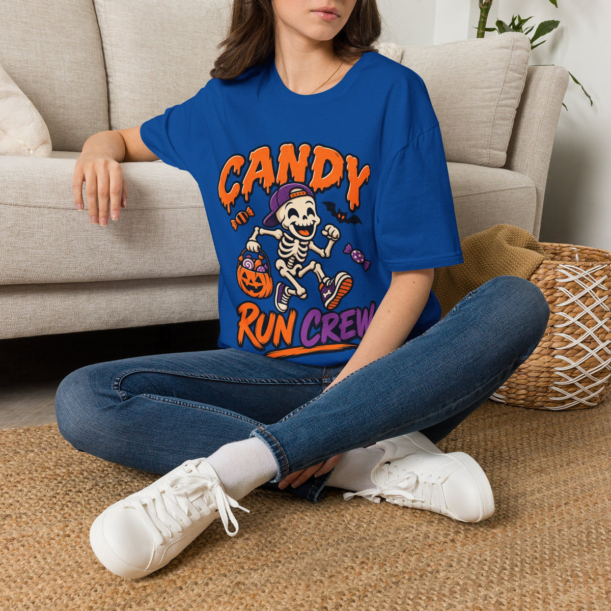 Candy Run Crew T-Shirt — Halloween Skeleton Trick-or-Treat Tee
