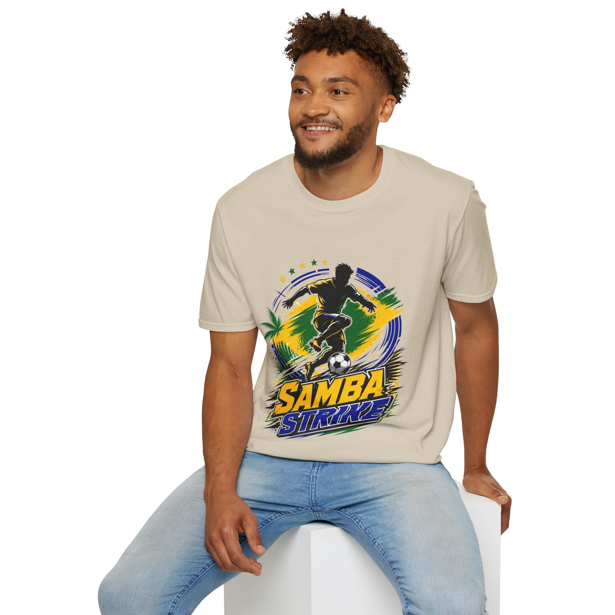 Brazil  Samba Strike Soccer T-Shirt — Brazilian Football Player Graphic Tee