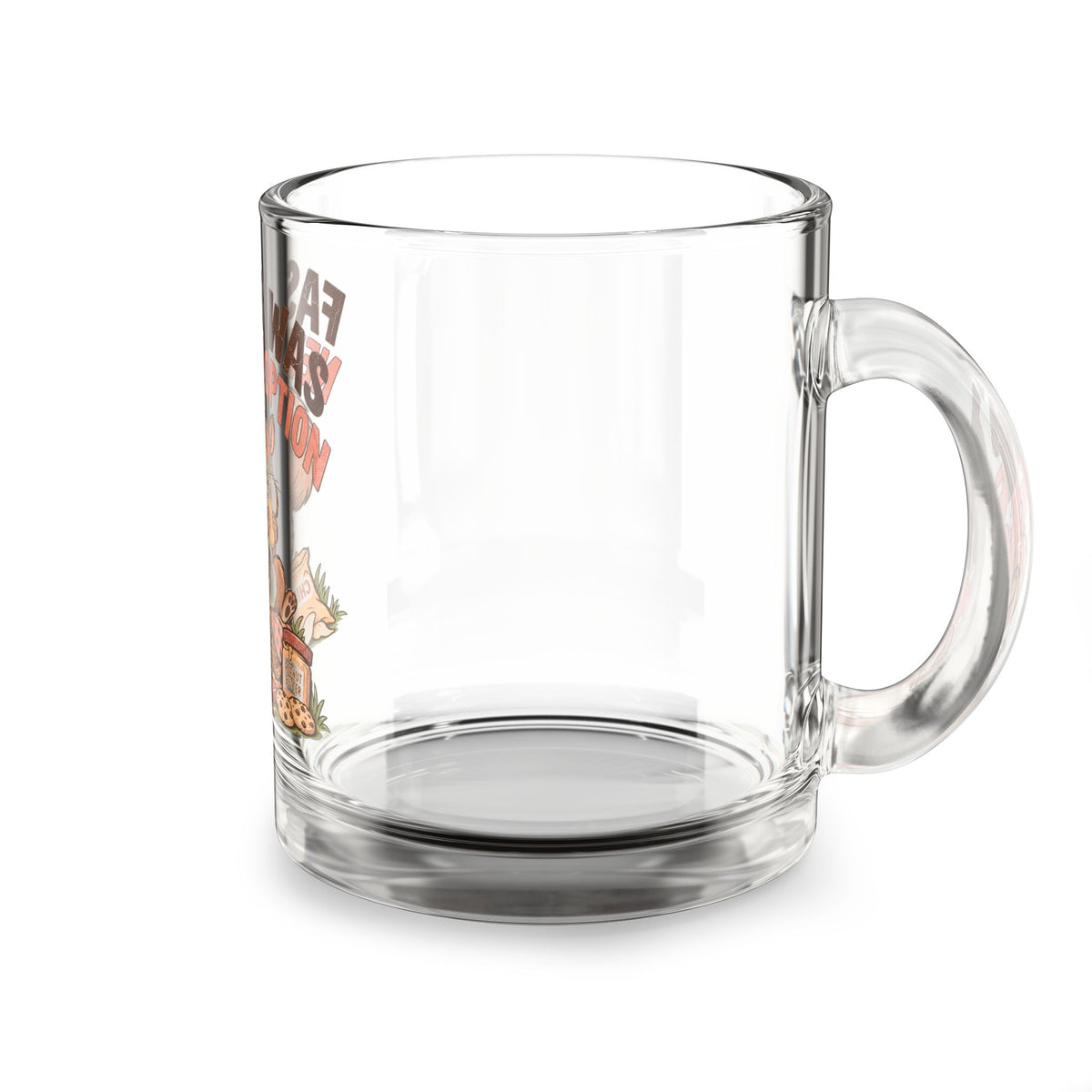 Glass Mug —Funny  “Fasting Was Never An Option” Squirrel Coffee Mug, Cute Snack Lover Gift