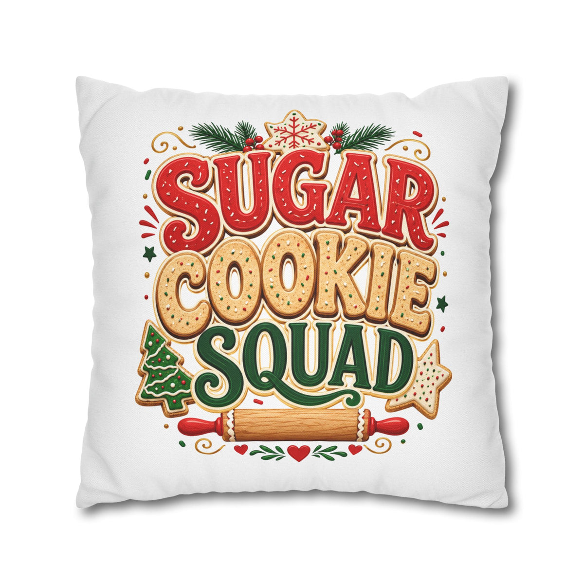 Christmas Sugar Cookie Squad Pillowcase – Festive Christmas Baking Decorative Throw Pillowcase