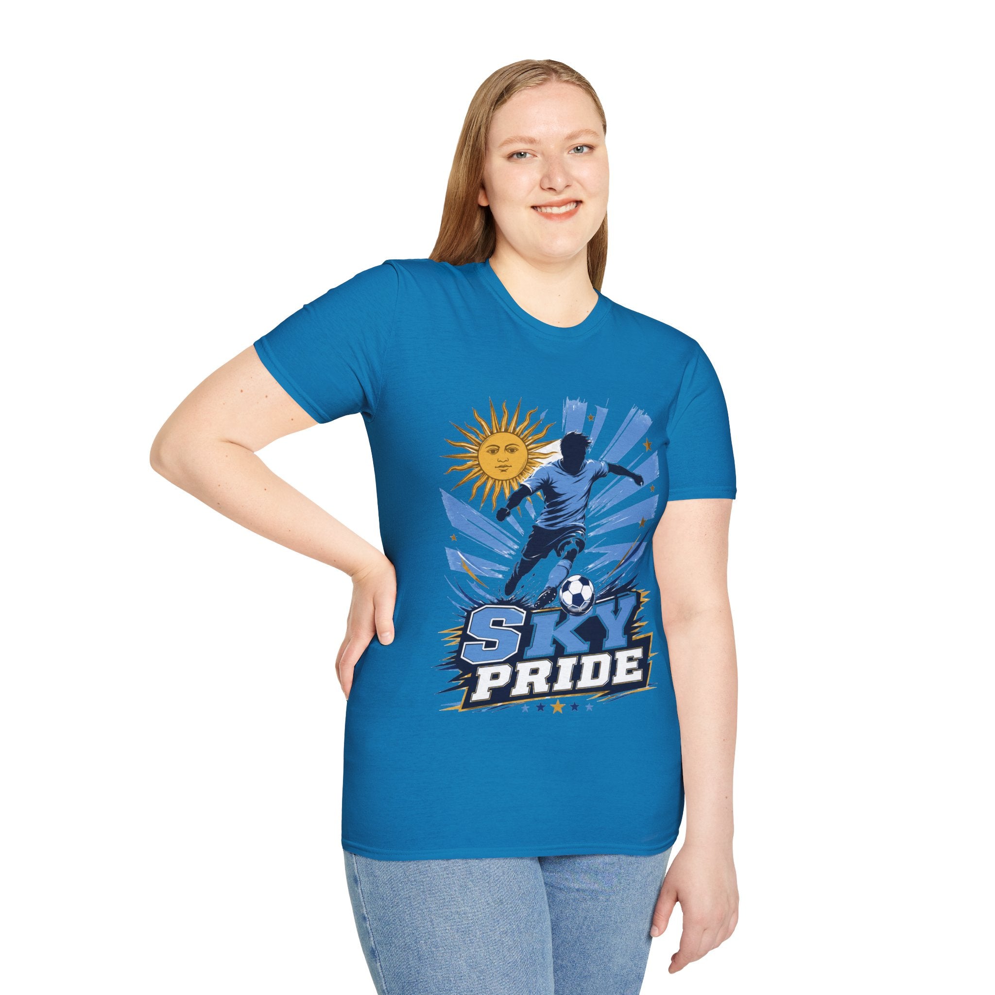 Uruguay Soccer Sky Pride T-Shirt — Argentina Sun Football Graphic Tee