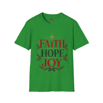 Faith Hope Joy Christmas T-Shirt — Holiday Nativity Inspirational Tee