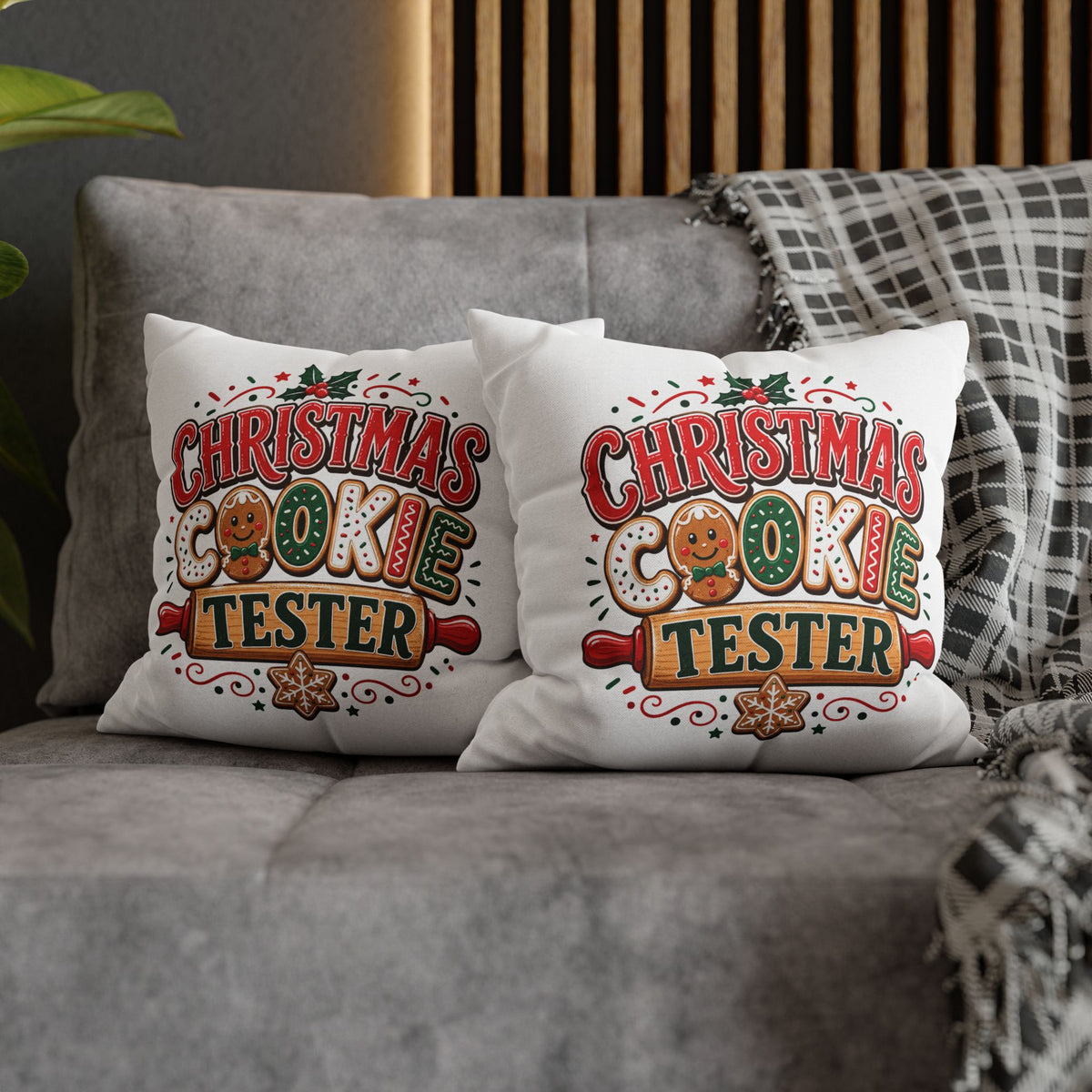 Christmas Cookie Tester Pillowcase — Holiday Decorative Throw Pillow Cover