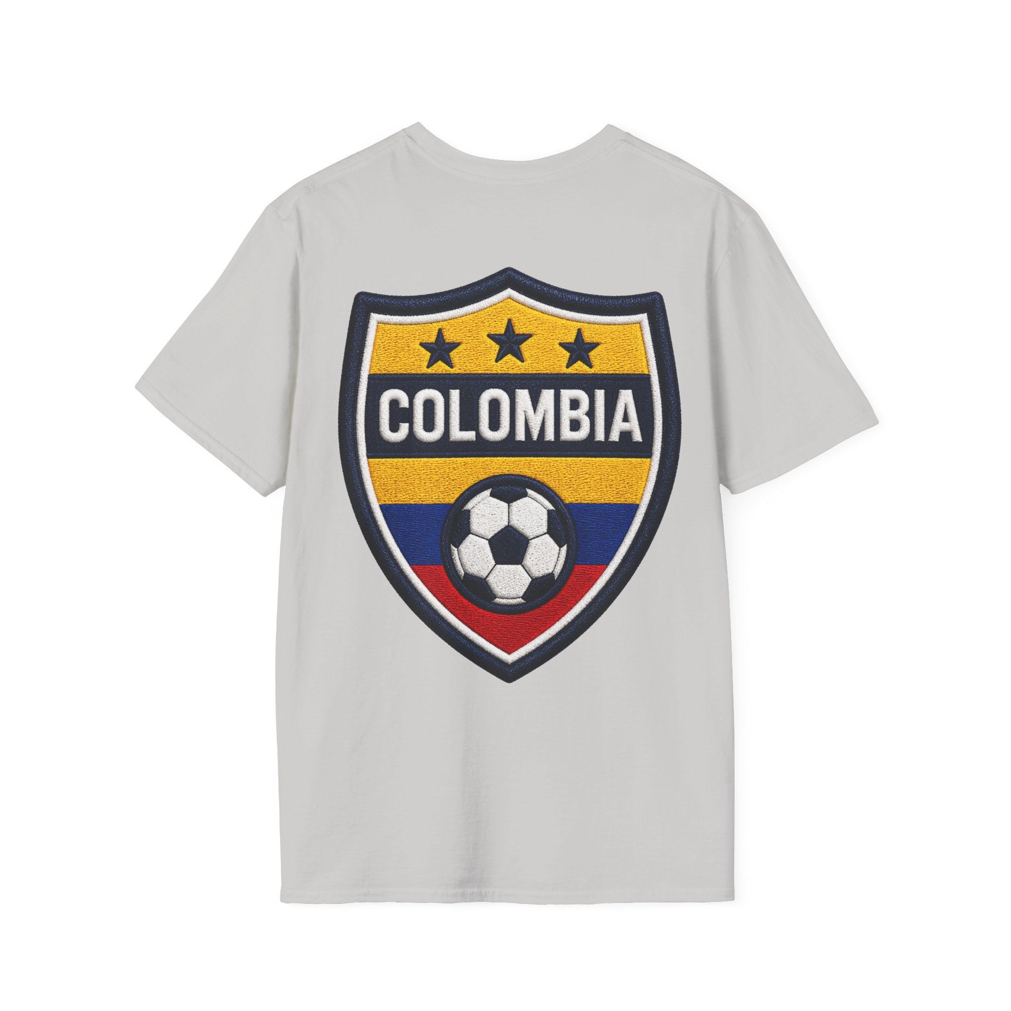Columbia Soccer Player Graphic T-Shirt — "Golden Rhythm" Vibrant Beach Soccer Tee