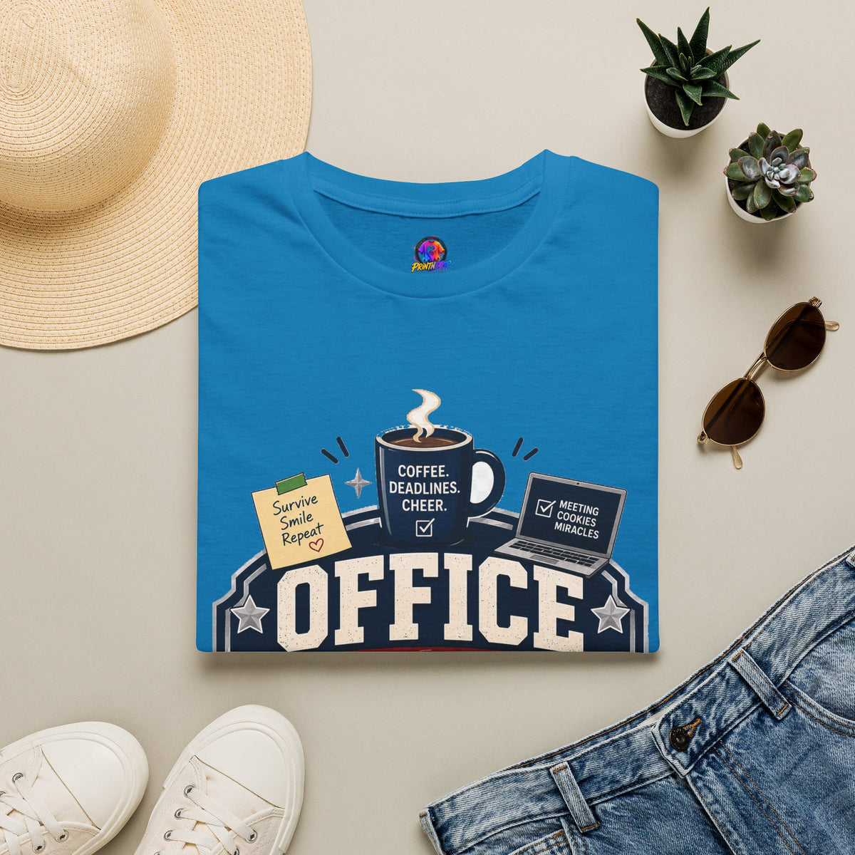 Office Holiday Survivor T-Shirt — Coffee, Deadlines & Cheer Work Shirt