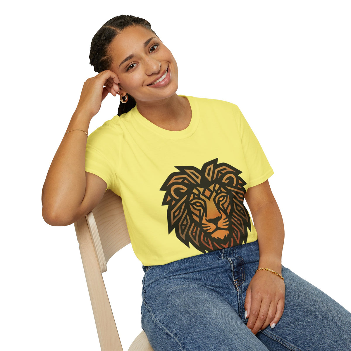 Leo Zodiac Lion Head T-Shirt — Geometric Tribal Lion Graphic Tee