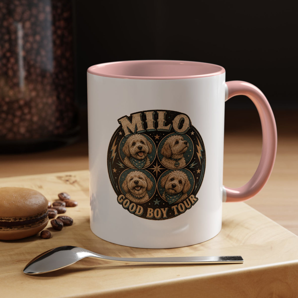 Milo Bailey Dog Dad Mom Milo "Good Boy Tour" Accent Coffee Mug —  Cute Dog Portraits