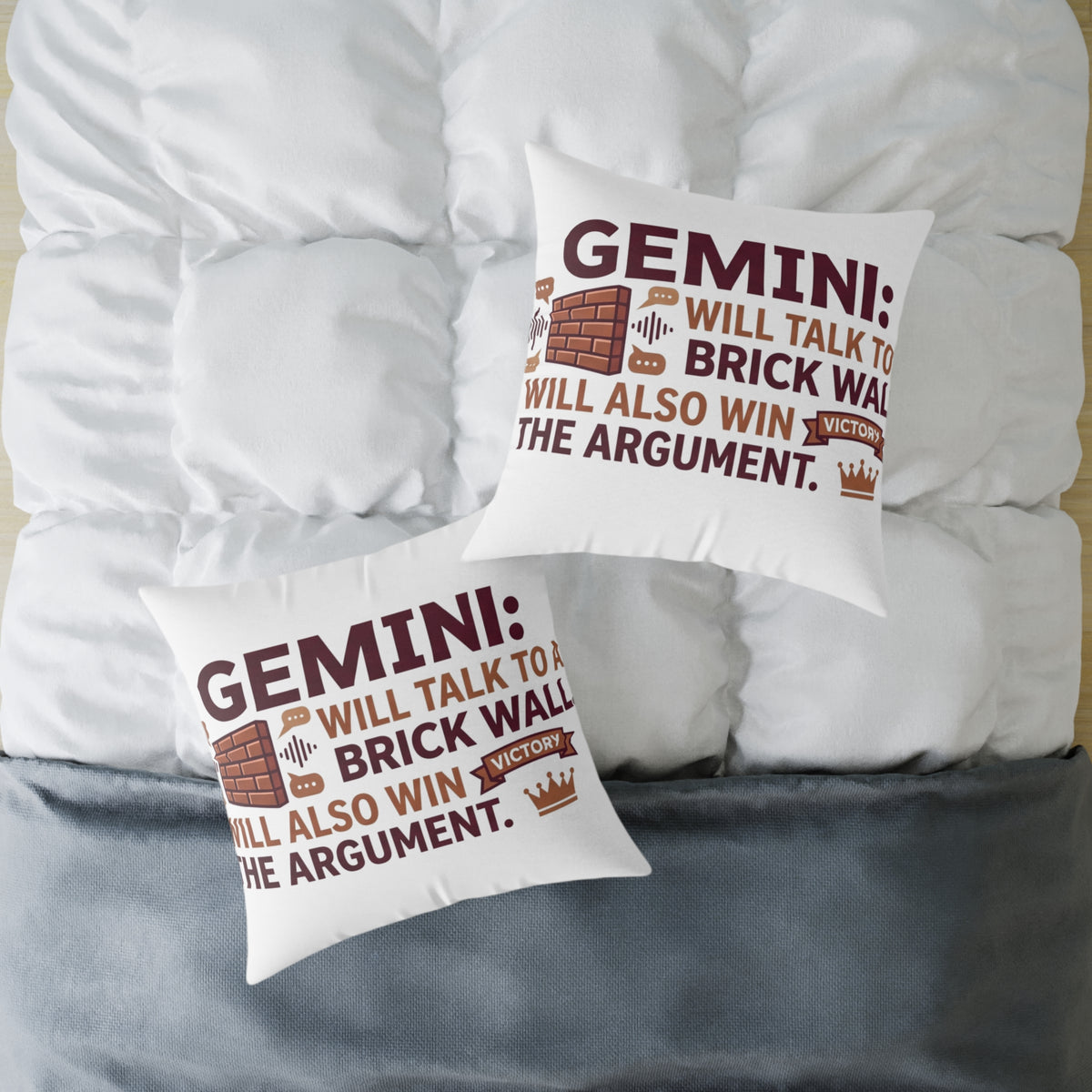 Gemini Zodiac Will Talk To A Brick Wall Will  Also Win The Argument Square Poly Canvas Pillow