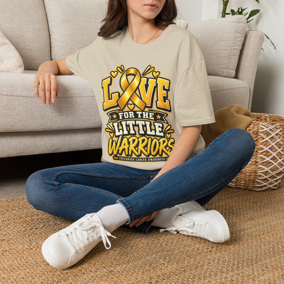 Childhood Cancer Awareness T-Shirt — "Love for the Little Warriors" Yellow Ribbon