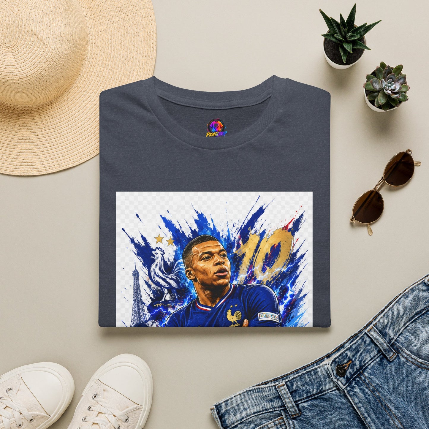 France Mbappé Soccer T-Shirt — #10 Blue Action Portrait Tee