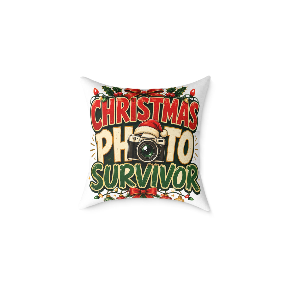 Christmas Photo Survivor Pillow — Holiday Camera Photographer Gift