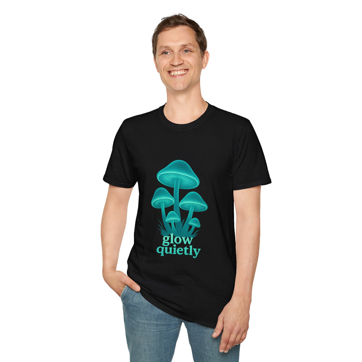Mushroom Graphic T-Shirt — 'Grow Quietly' Teal Fungi Tee - Trending Now - August 2026