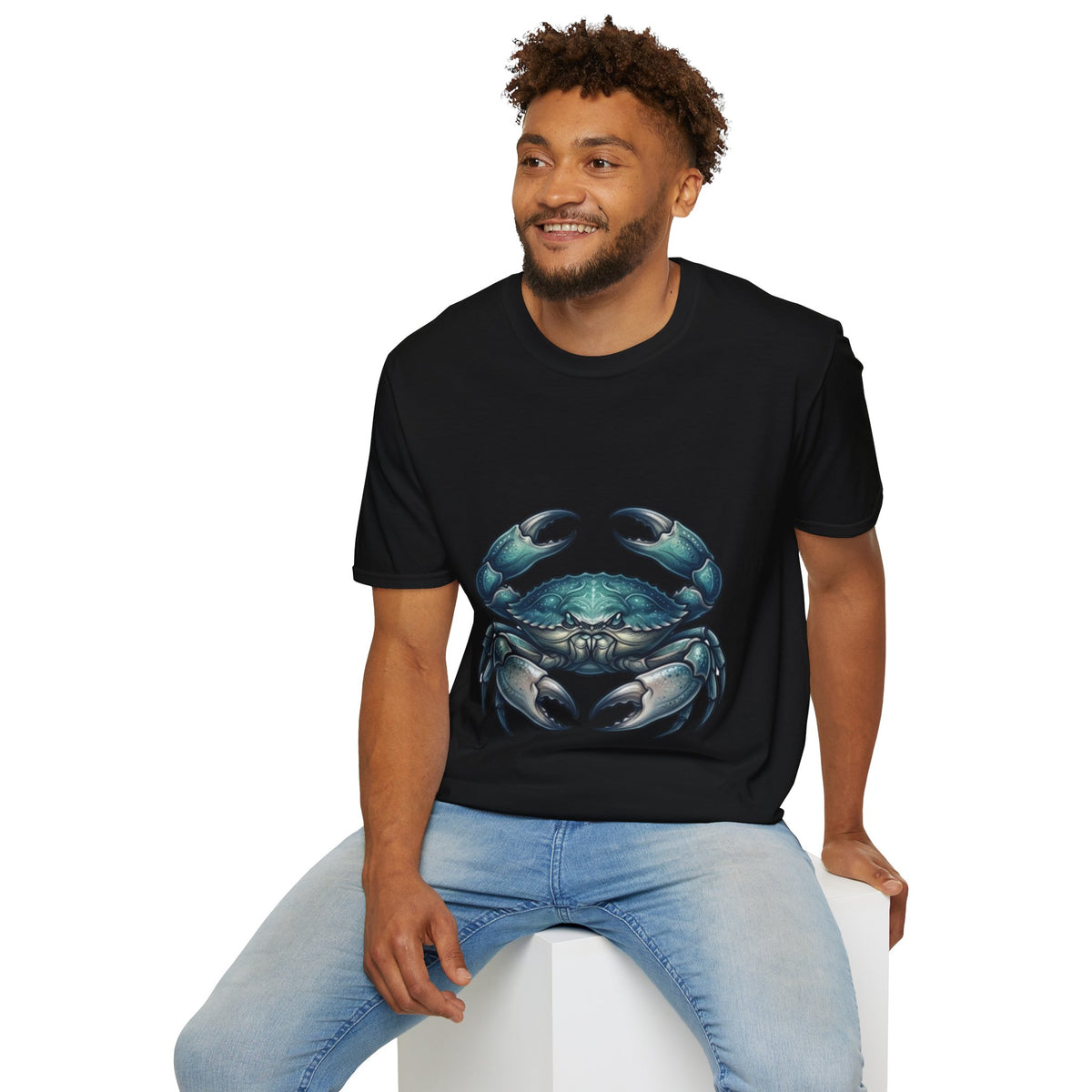 Cancer Zodiac Crabby Coastal Tee - Blue Green Crab Graphic T-Shirt