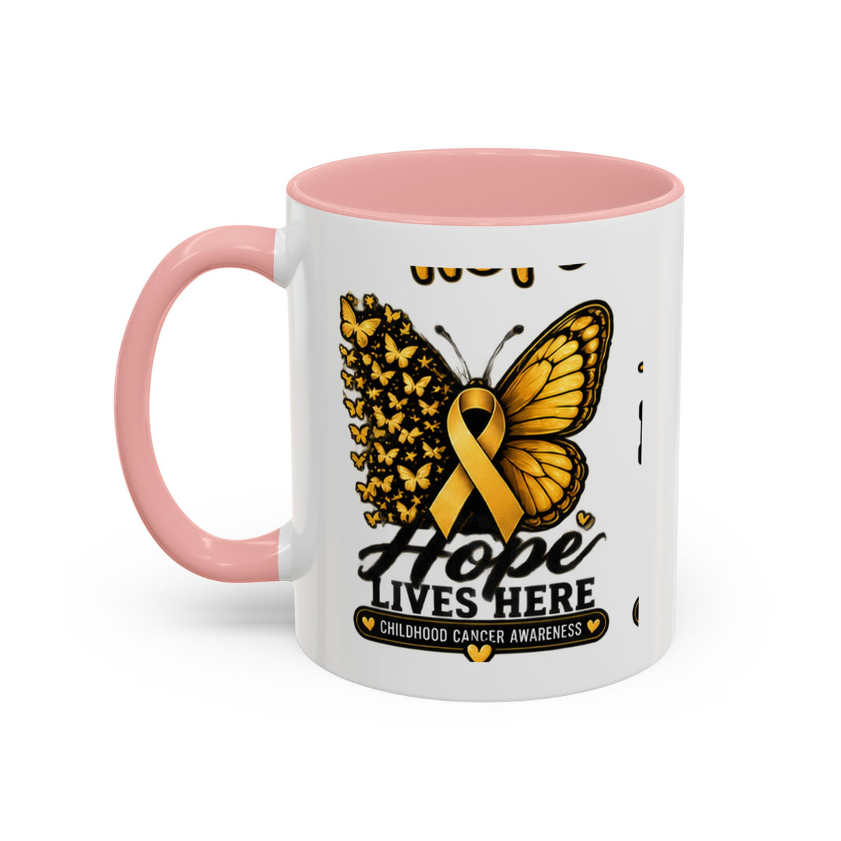 Children’s Cancer Awareness Accent Coffee Mug — "Hope Lives Here" (11/15oz)