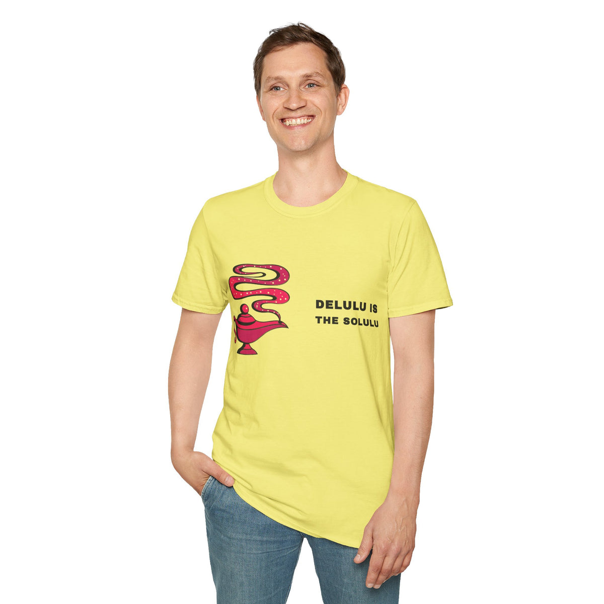 Genie Lamp Graphic T-Shirt — 'Delulu' Vaporwave Snake Design - Trending Now - September 2026