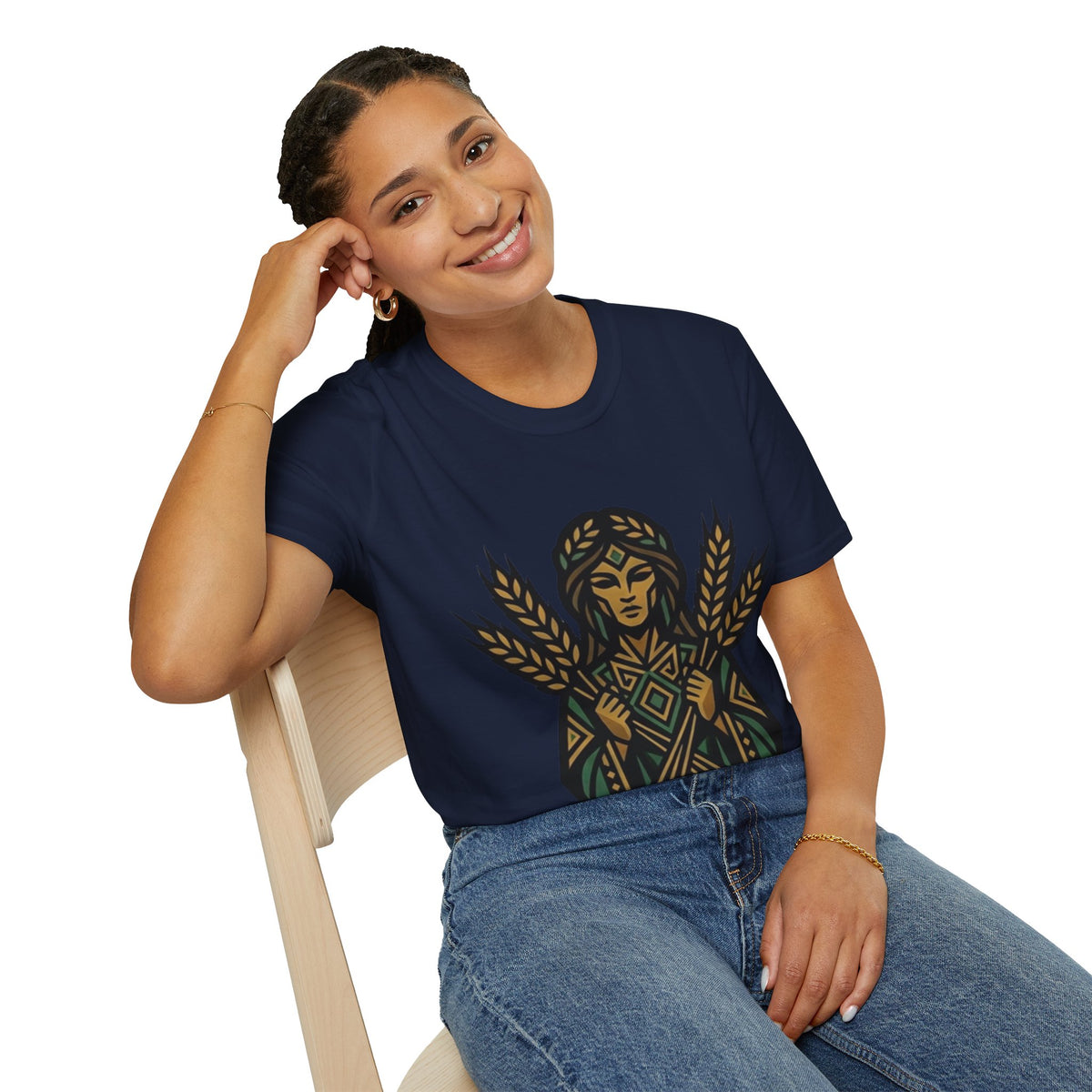 Harvest Goddess T-Shirt — Wheat Spirit Floral Pagan Shirt