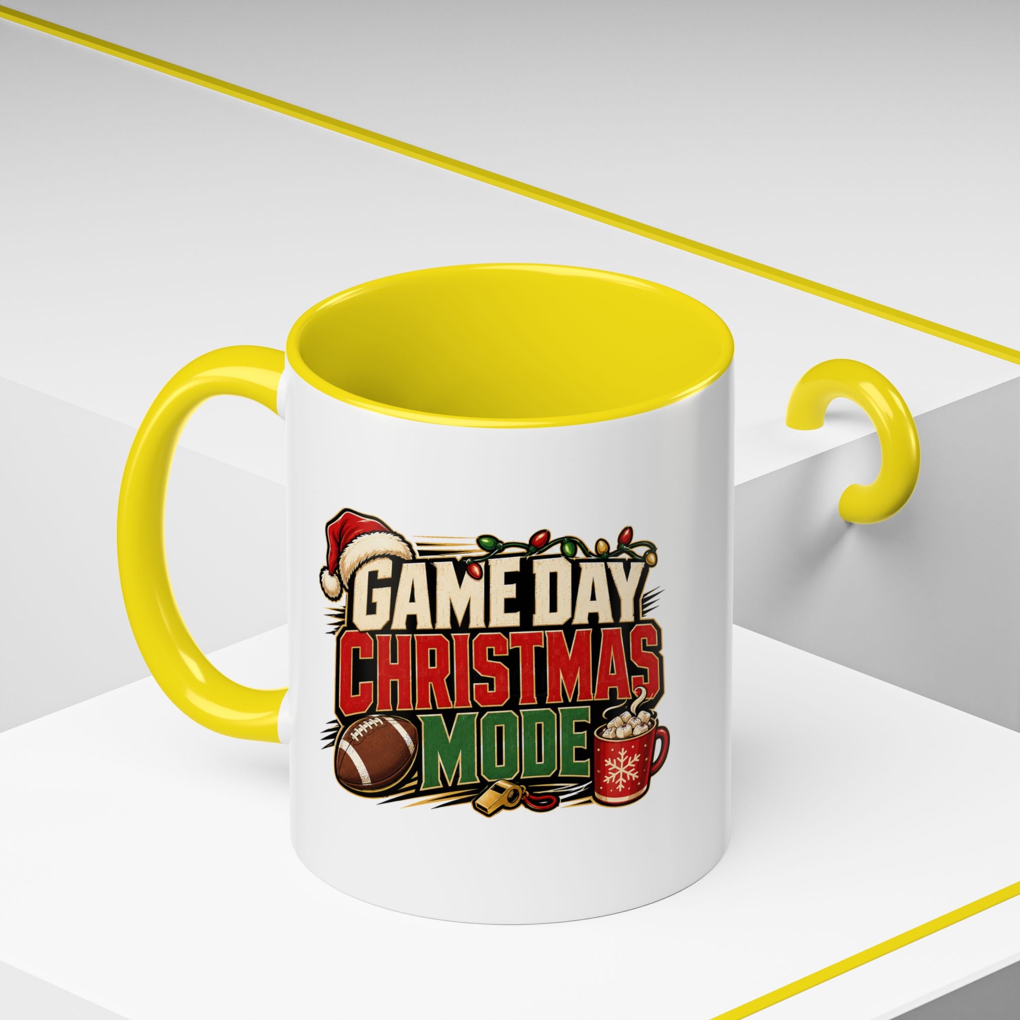 Modern Day Christmas Game Day Christmas Mode Coffee Mug - Holiday Football Mug (11/15oz)