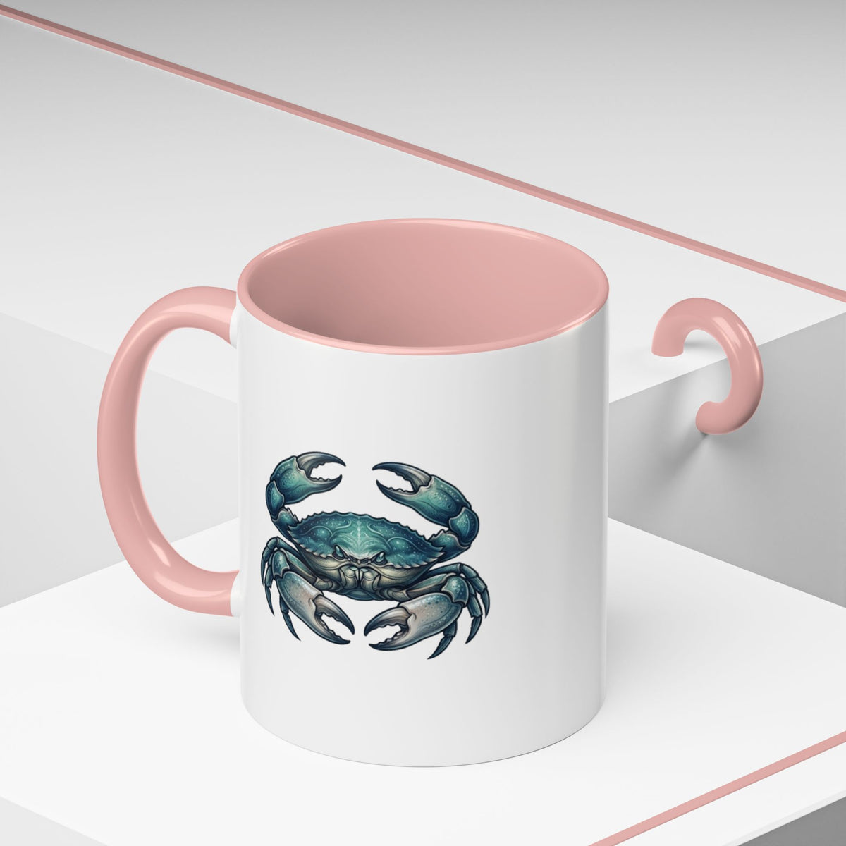 Cancer Zodiac Blue Crab Accent Coffee Mug — Nautical Beach Home Decor Gift