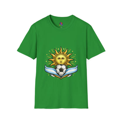 Argentina Sun Face Soccer T-Shirt — Retro Celestial Football Tee