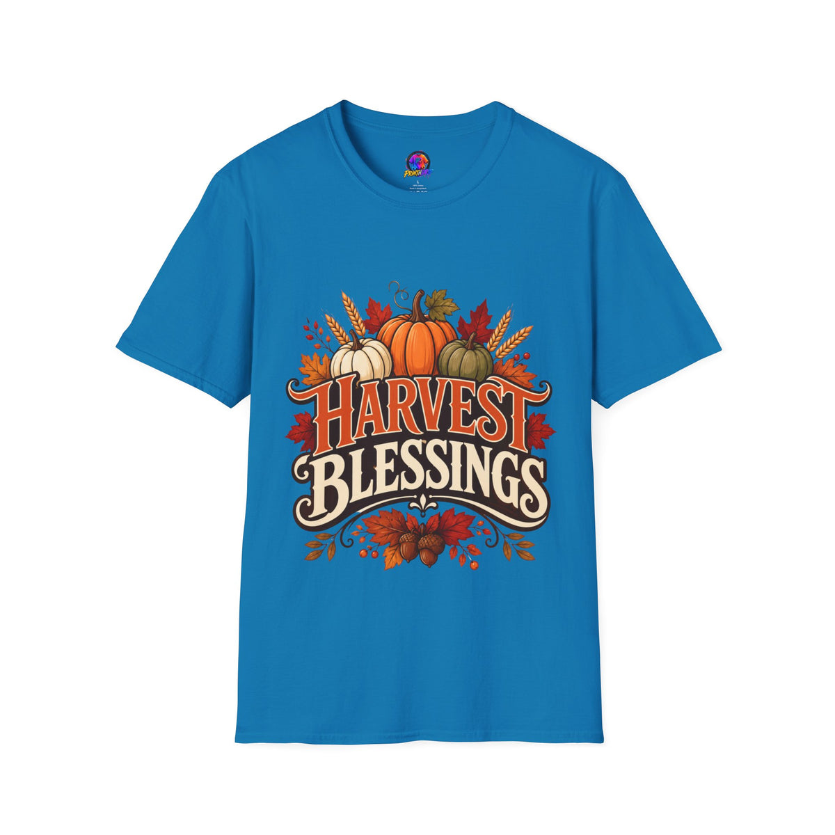 Thanksgiving T-Shirt Harvest Blessings T-Shirt — Fall Pumpkin Harvest Graphic Tee for Thanksgiving