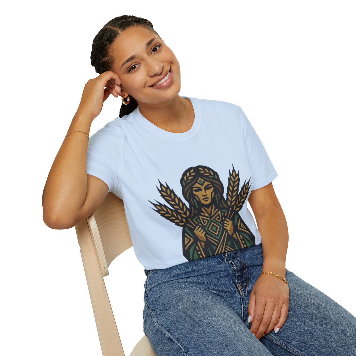 Harvest Goddess T-Shirt — Wheat Spirit Floral Pagan Shirt