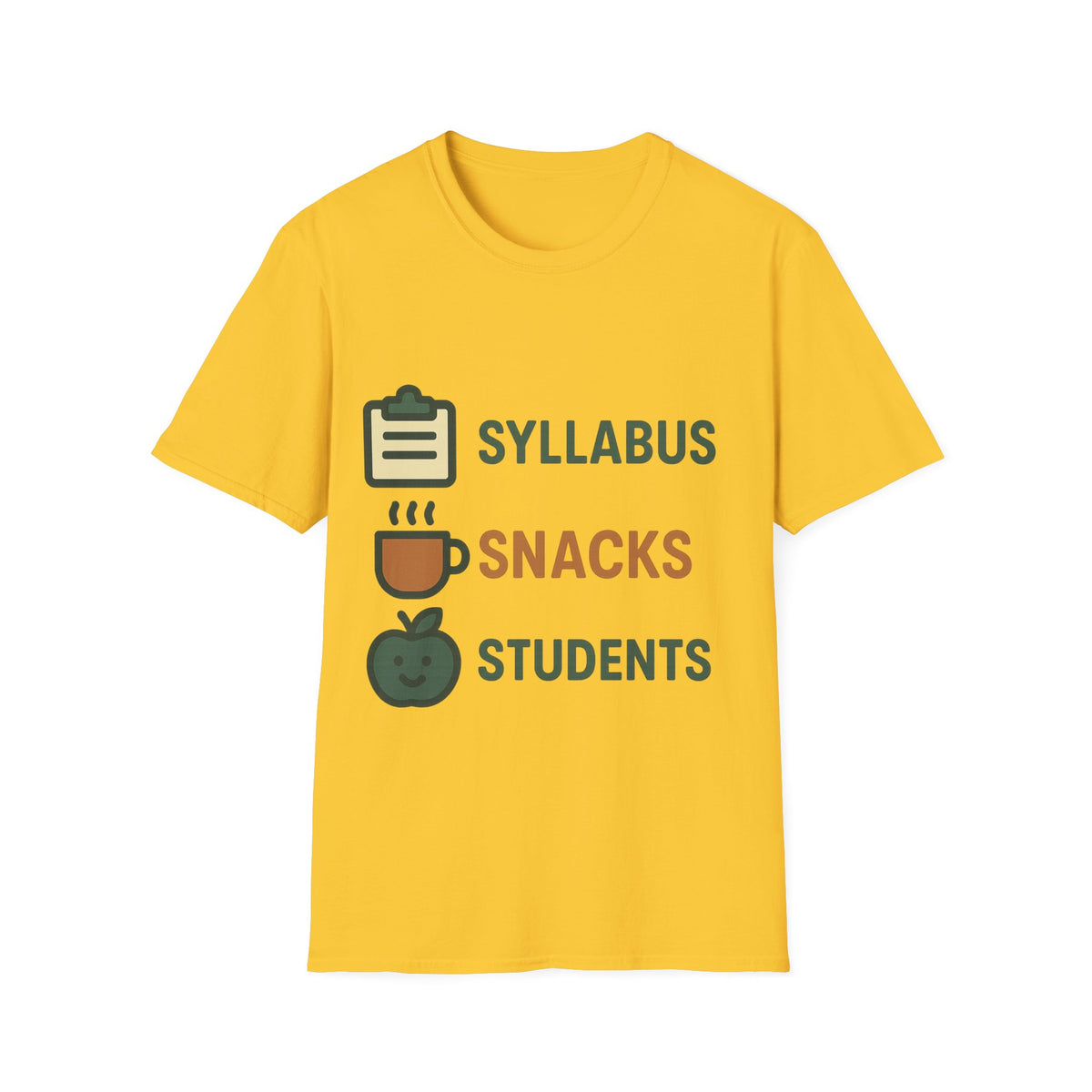 Syllabus Snacks Students Graphic Tee — Funny Teacher & Student Back-to-School T-Shirt - Trending Now - August 2026