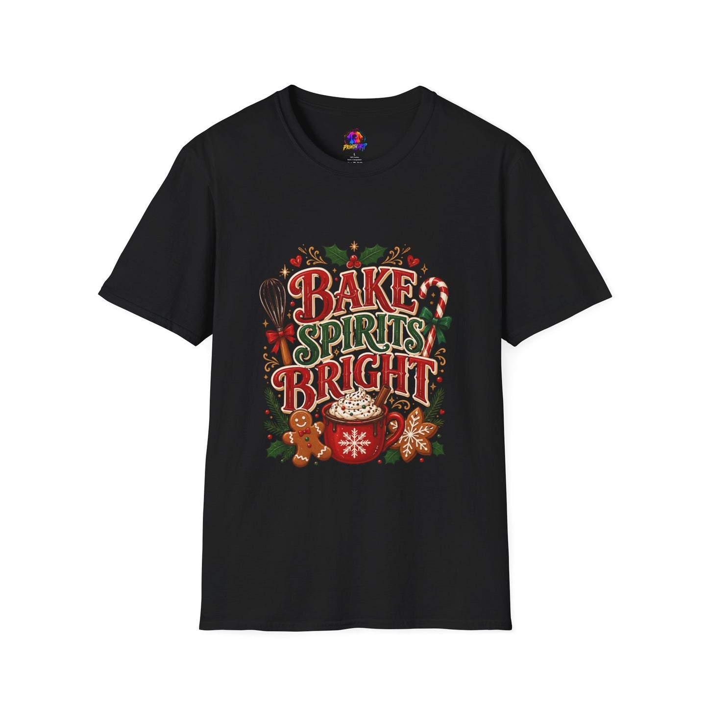 Bake Spirits Bright Holiday T-Shirt — Christmas Baking Graphic Tee