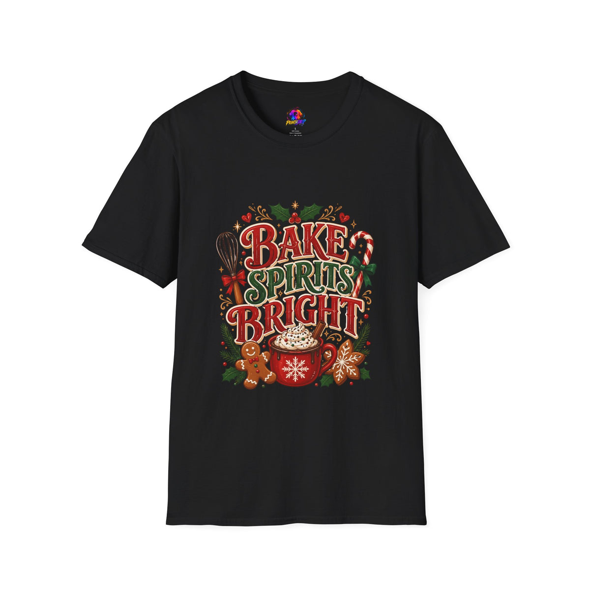 Bake Spirits Bright Holiday T-Shirt — Christmas Baking Graphic Tee