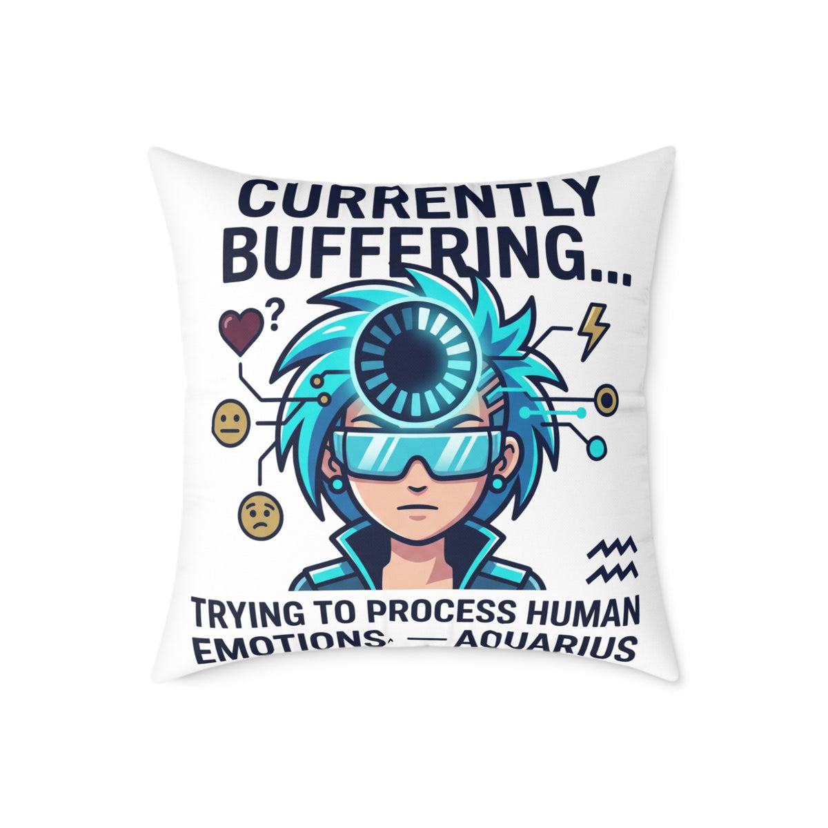 Zodiac Aquarius Currently Buffering Square Poly Canvas Pillow