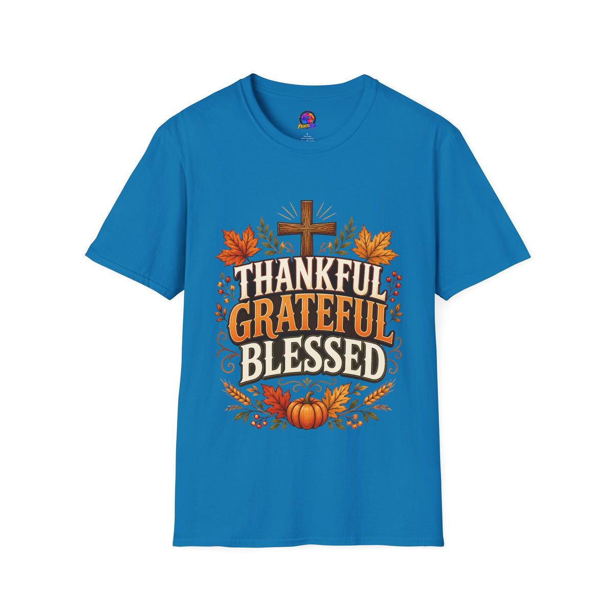Thanksgiving T-Shirt Thankful Grateful Blessed T-Shirt — Fall Thanksgiving Christian Tee