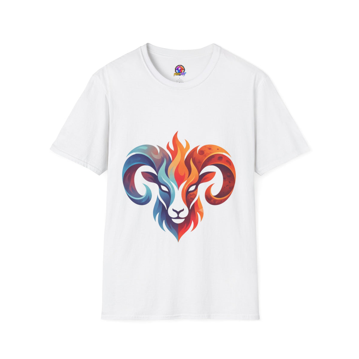 Aries Zodiac Ram Head Flame Graphic T-Shirt — Bold Aries Zodiac Tee